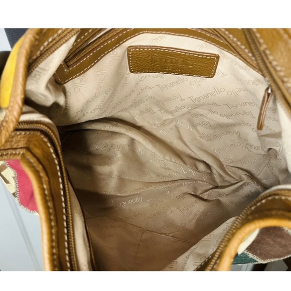 Tignanello Y2K Soho Shoulder Bag Leather Patchwork Buckle Metallic Colorful - Picture 9 of 11